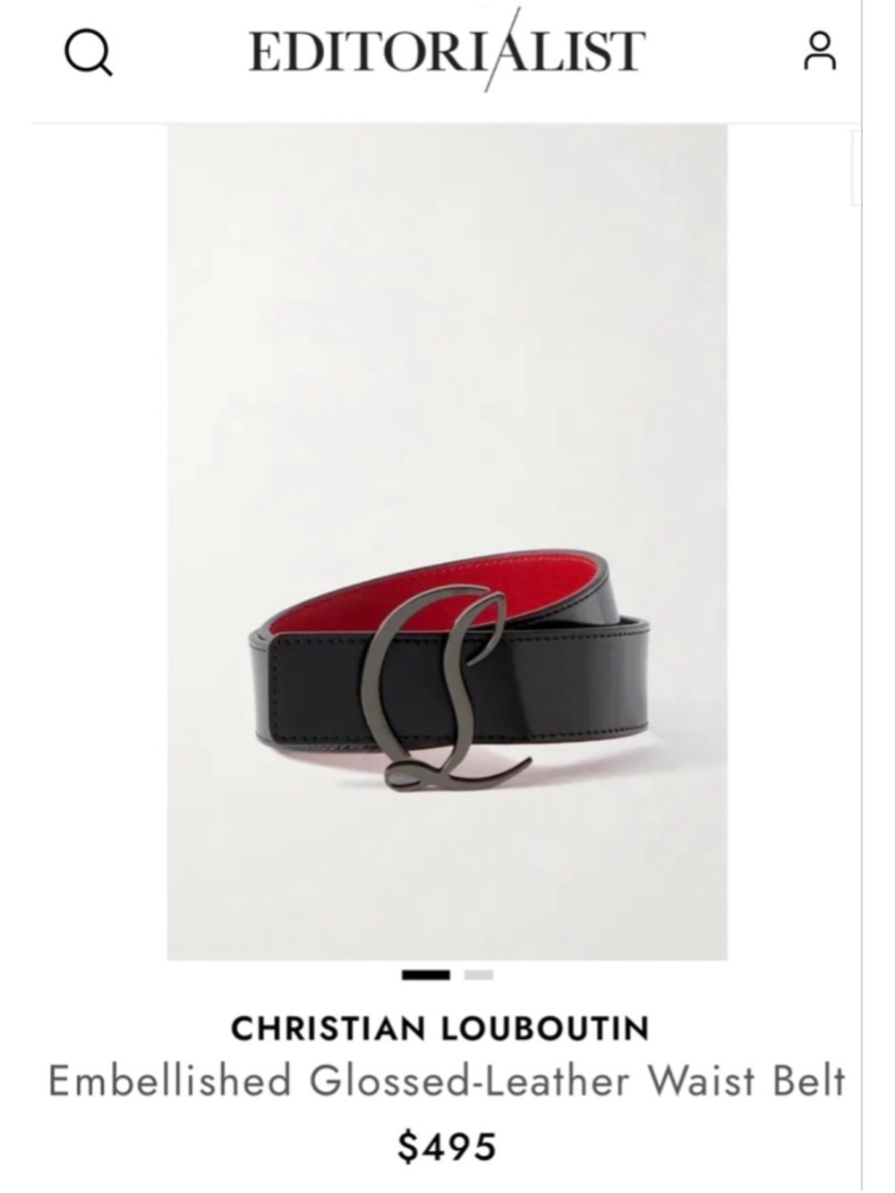 Christian Louboutin Black Red Leather Gunmetal Belt 65cm/25in S